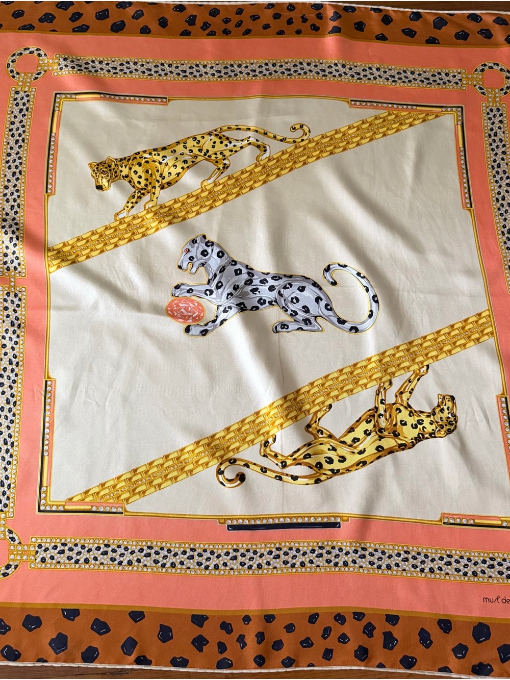 Cartier Jaguar Jewelry Silk Scarf.